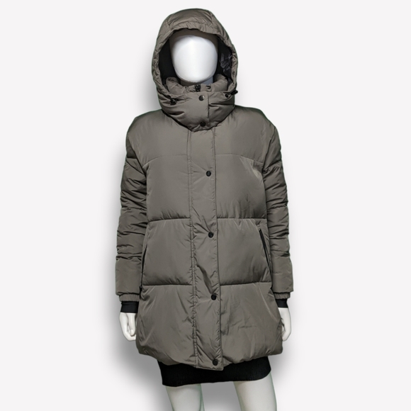 Zara HOODED QUILTED JACKET Dark Khaki M - Picture 15 of 15